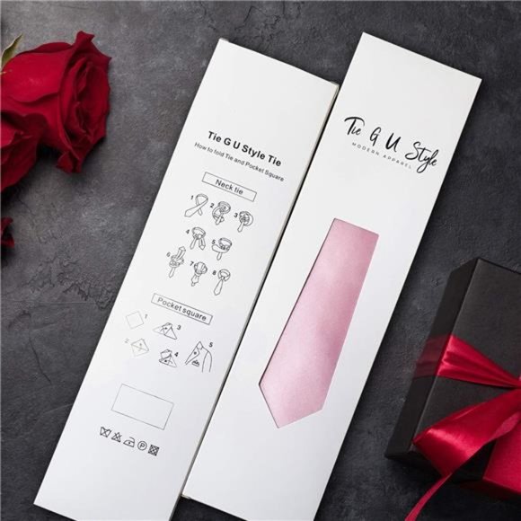 Solid Green Tie Satin Color Formal Necktie and Pocket Square Sets in Gift Box - Picture 4 of 6